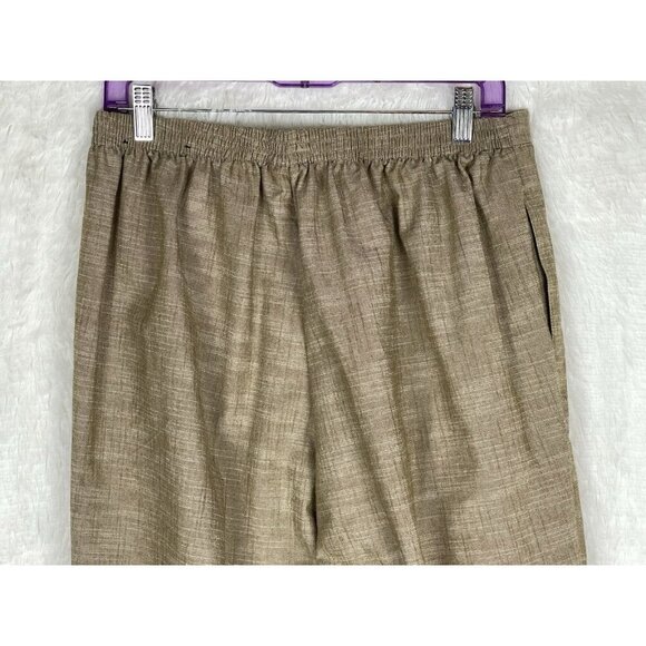 Alfred Dunner Size 12 Textured Tan Elastic Waist Pants - Picture 4 of 6